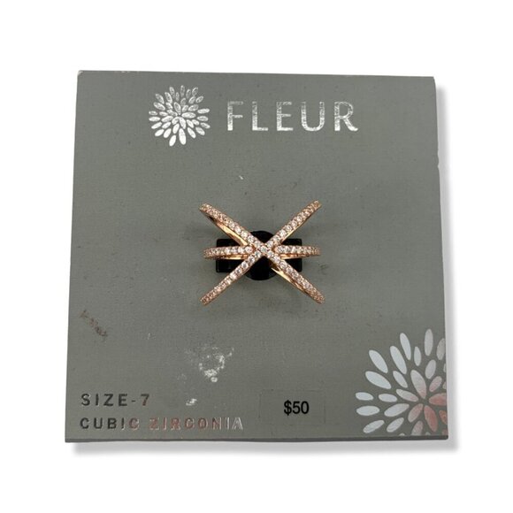 New Fleur Rose Gold Criss Cross Ring - Picture 1 of 6